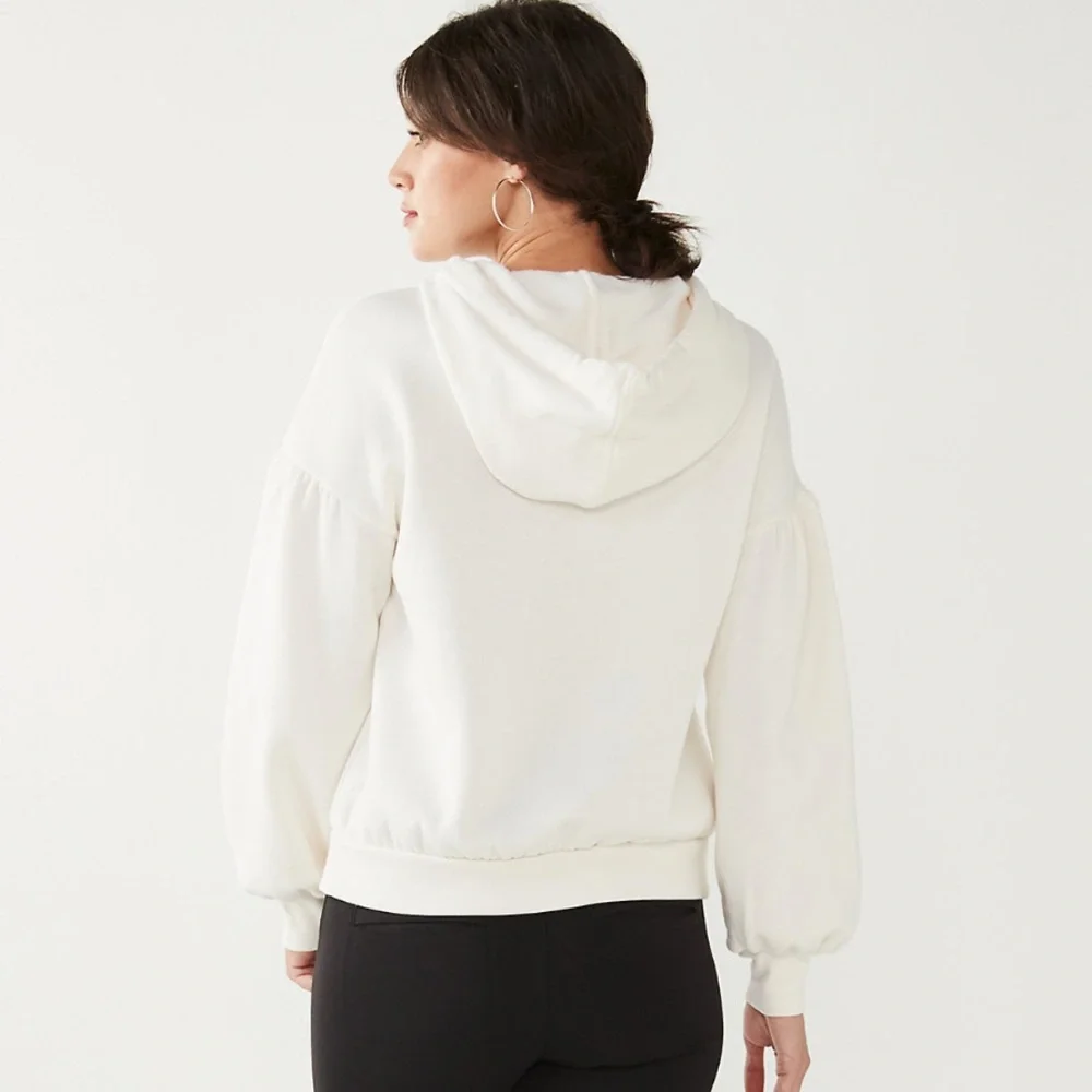Nine West Women’s Ivory Puffy Sleeve Hoodie - Size L - Picture 3 of 3